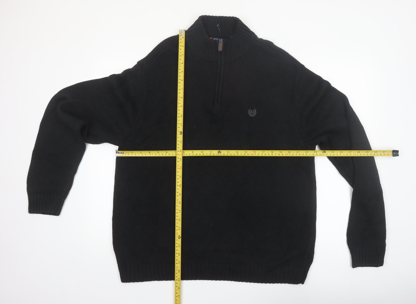 Chaps Men’s Black XL 1/4 Zip Cotton Knit Jumper High Neck
