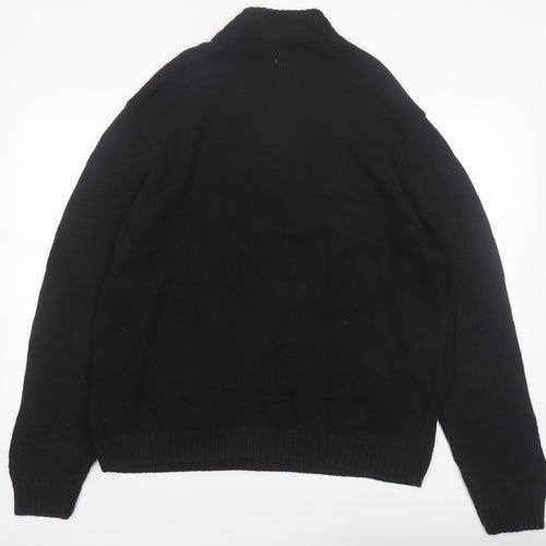Chaps Men’s Black XL 1/4 Zip Cotton Knit Jumper High Neck