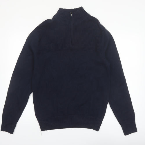 Dockers Men’s Blue Cotton 1/2 Zip High Neck Jumper Size S