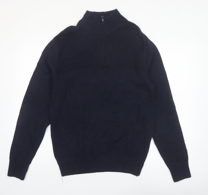 Dockers Men’s Blue Cotton 1/2 Zip High Neck Jumper Size S