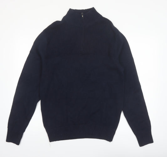 Dockers Men’s Blue Cotton 1/2 Zip High Neck Jumper Size S