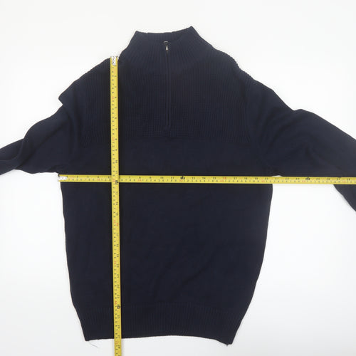 Dockers Men’s Blue Cotton 1/2 Zip High Neck Jumper Size S