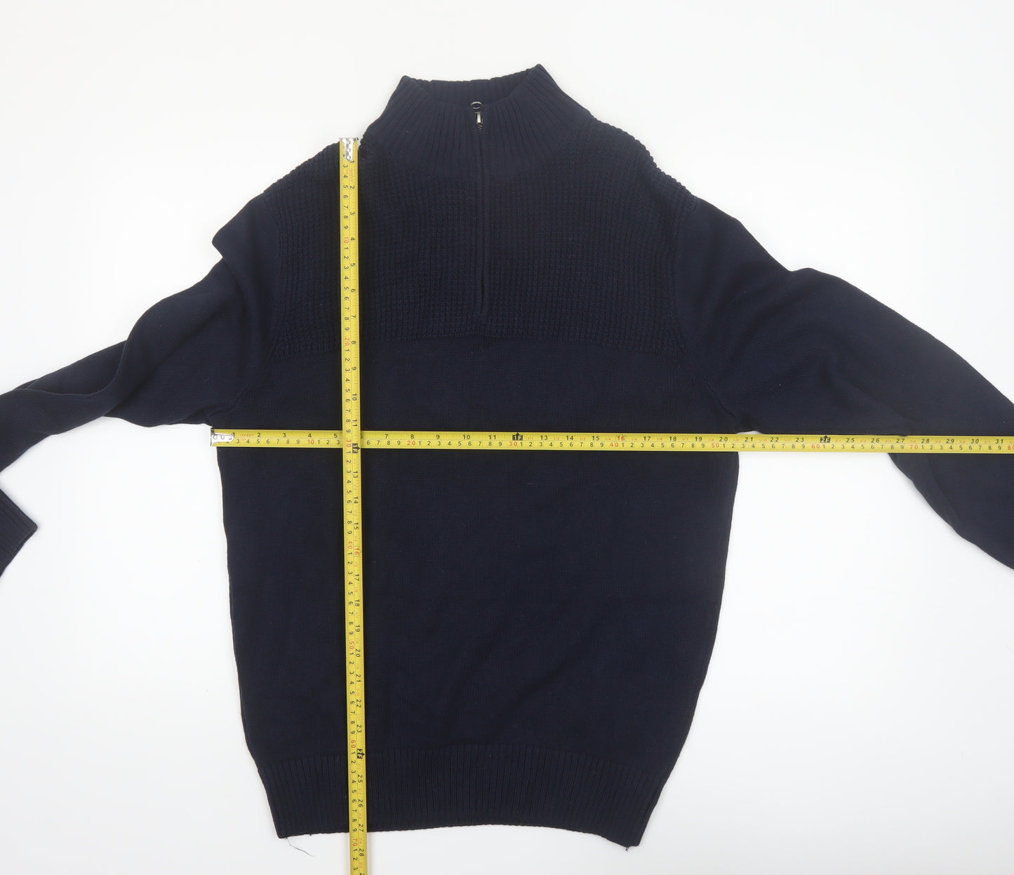 Dockers Men’s Blue Cotton 1/2 Zip High Neck Jumper Size S