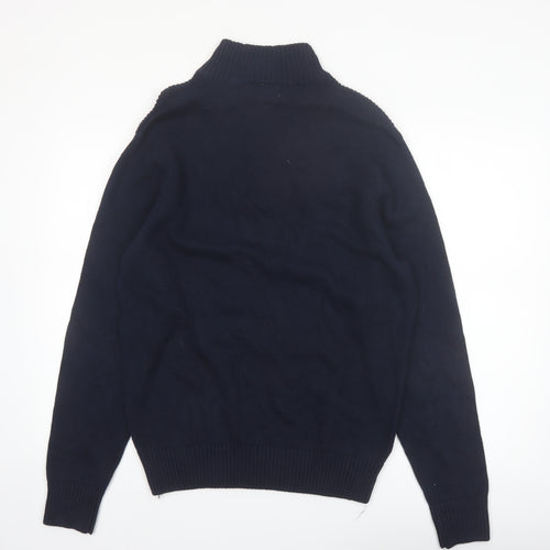 Dockers Men’s Blue Cotton 1/2 Zip High Neck Jumper Size S
