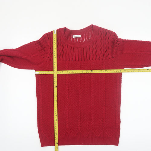 Damart Women's Red Cable-Knit Acrylic Pullover Jumper Size 10