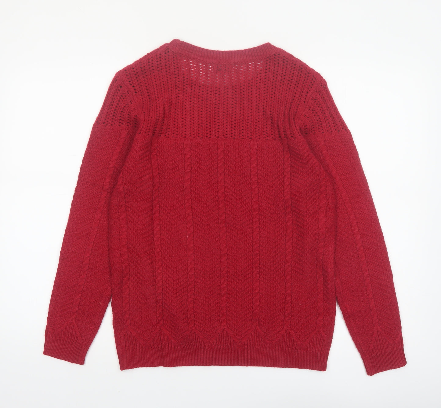 Damart Women's Red Cable-Knit Acrylic Pullover Jumper Size 10