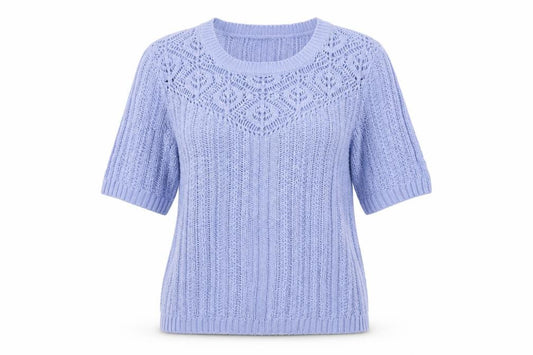 Front view of Damart Women Blue Cotton Short Sleeve Knit jumper L
