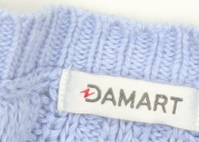 Damart Women Blue Cotton Short Sleeve Knit Pullover Jumper L