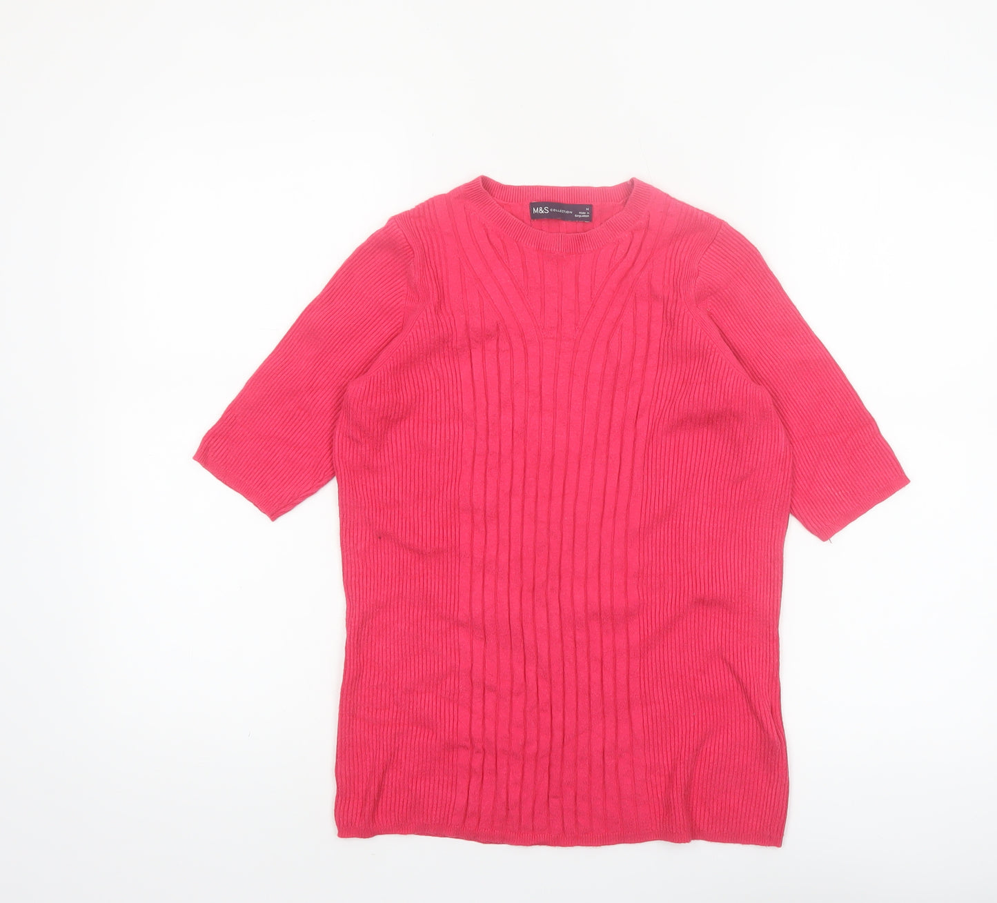 Marks and Spencer Women's Pink Knit 3/4 Sleeve Pullover Jumper M