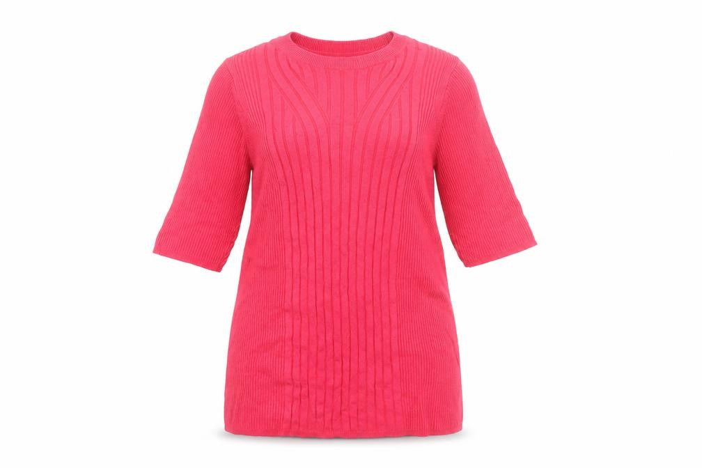 Front view of Marks & Spencer Women's Pink Knit 3/4 Sleeve jumper M