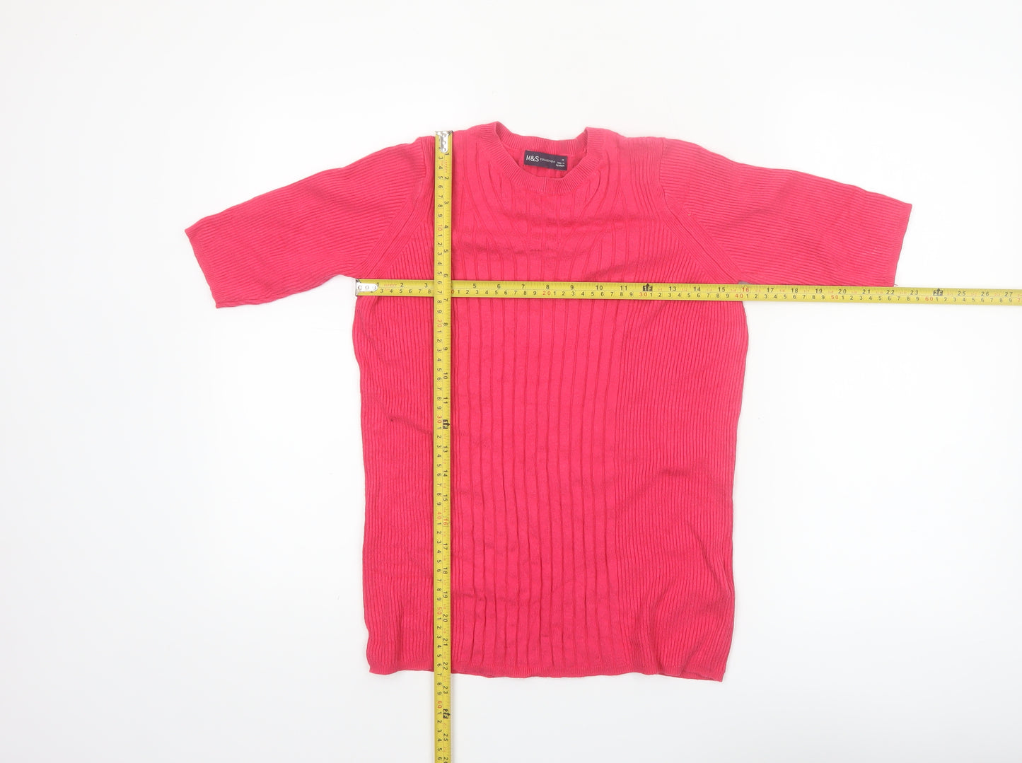 Marks and Spencer Women's Pink Knit 3/4 Sleeve Pullover Jumper M