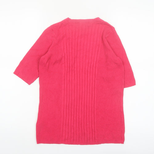 Marks and Spencer Women's Pink Knit 3/4 Sleeve Pullover Jumper M