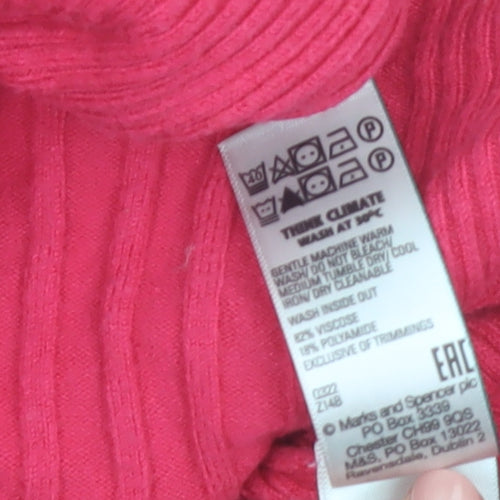 Marks and Spencer Women's Pink Knit 3/4 Sleeve Pullover Jumper M