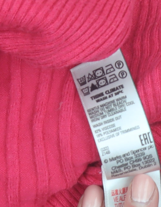 Marks and Spencer Women's Pink Knit 3/4 Sleeve Pullover Jumper M