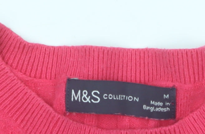 Marks and Spencer Women's Pink Knit 3/4 Sleeve Pullover Jumper M