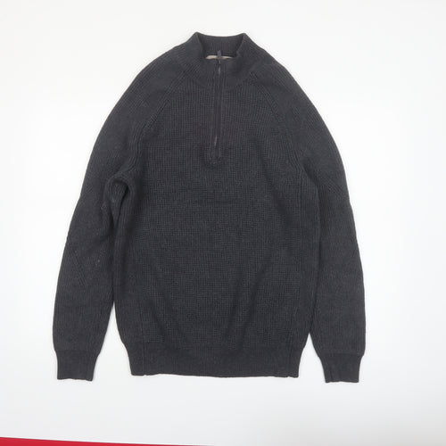 Rainforest Men's Grey 1/4 Zip High Neck Knit Jumper Size L
