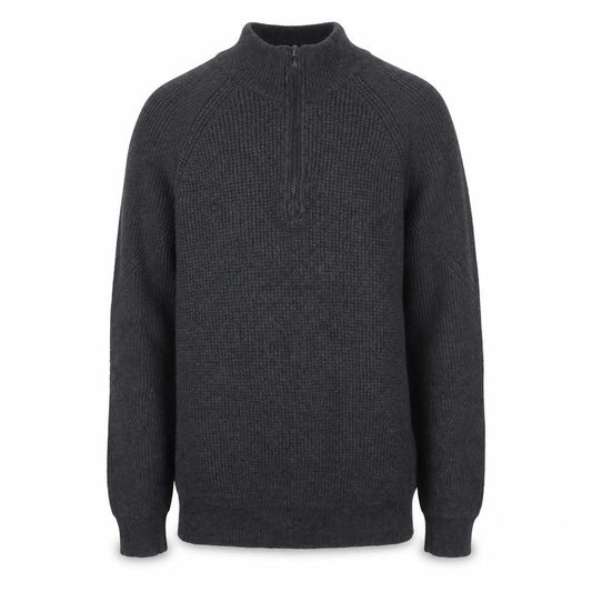 Front view of Rainforest Men's Grey 1/4 Zip High Neck Knit Jumper, size L