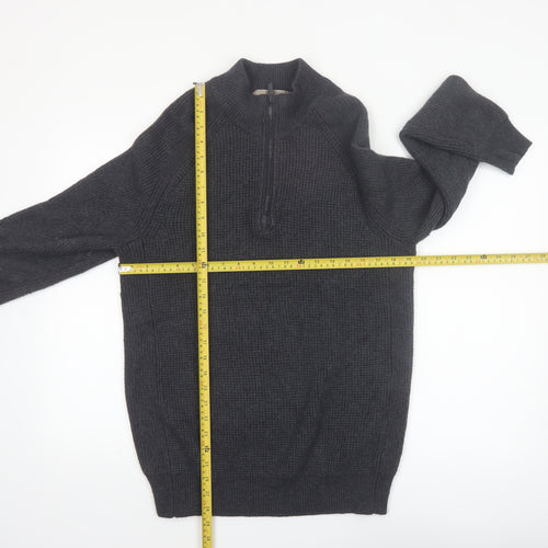 Rainforest Men's Grey 1/4 Zip High Neck Knit Jumper Size L