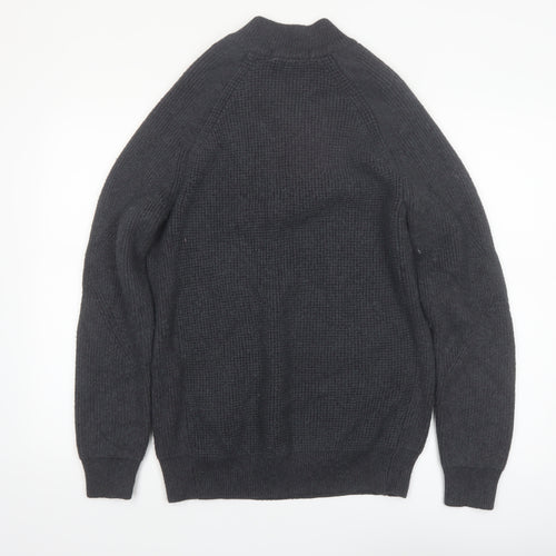 Rainforest Men's Grey 1/4 Zip High Neck Knit Jumper Size L
