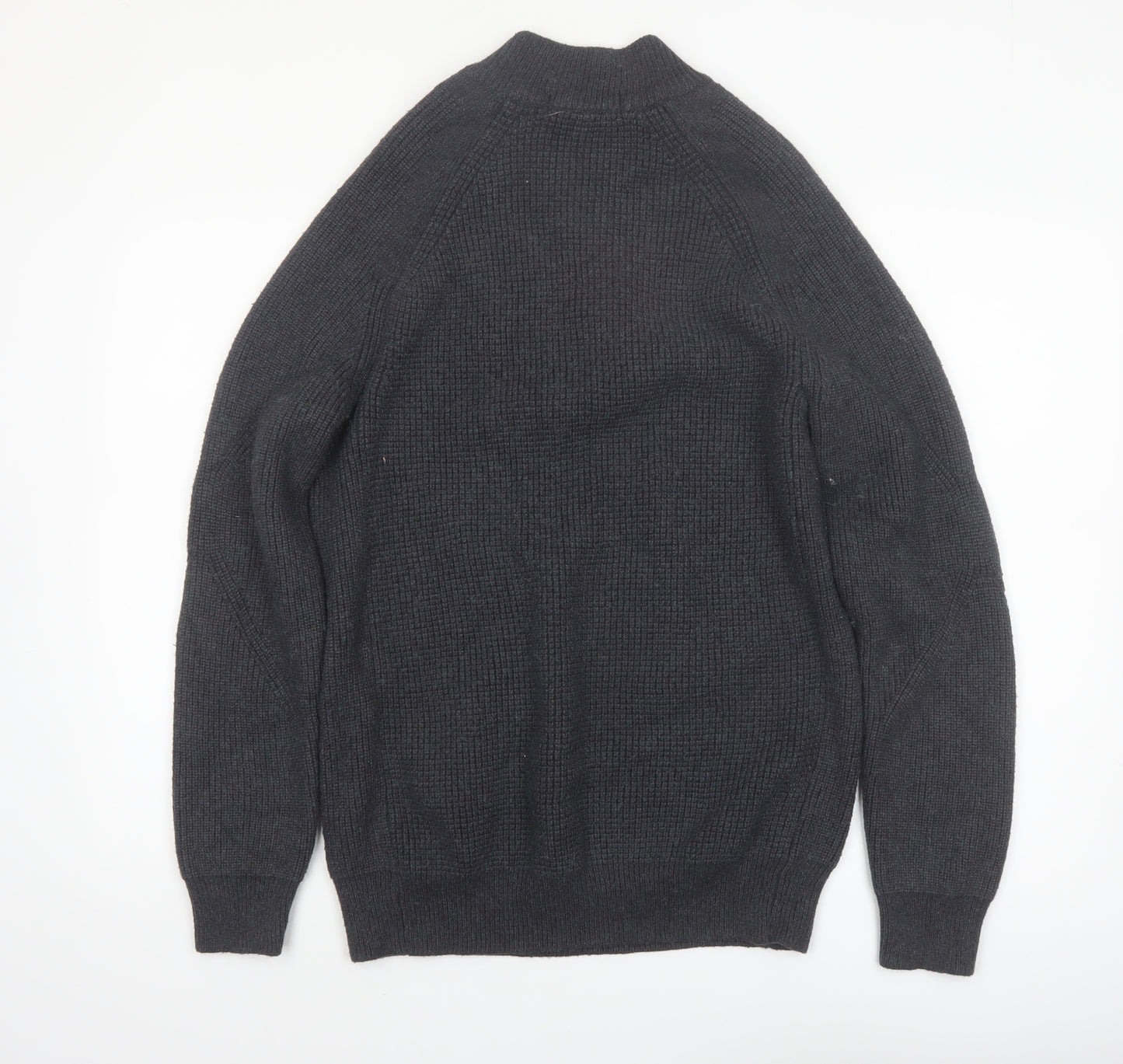 Rainforest Men's Grey 1/4 Zip High Neck Knit Jumper Size L