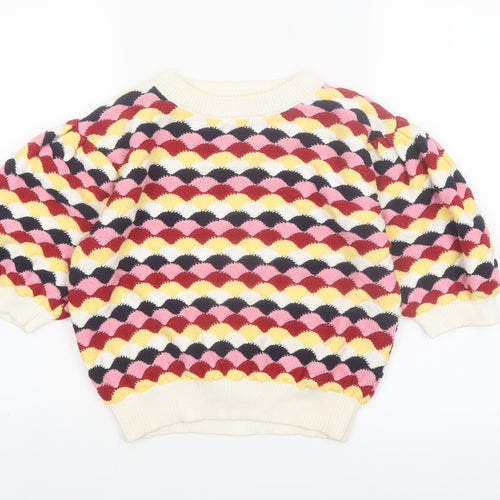 Zara Women’s Multicoloured Cotton Puff Sleeve Jumper Size 12
