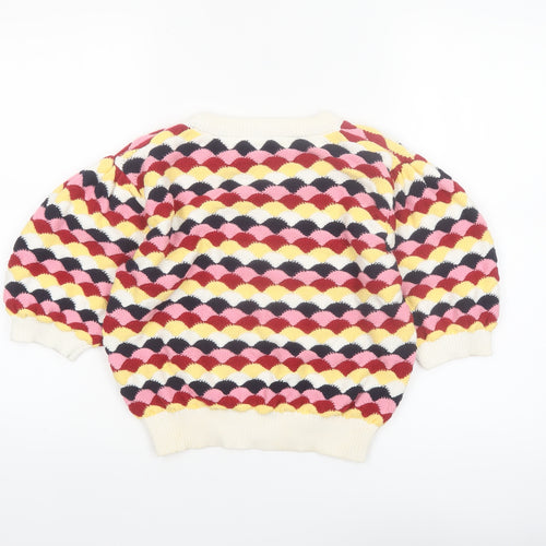 Zara Women’s Multicoloured Cotton Puff Sleeve Jumper Size 12