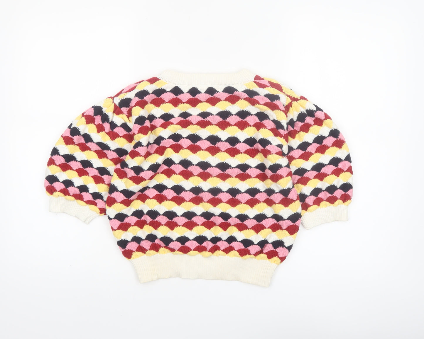 Zara Women’s Multicoloured Cotton Puff Sleeve Jumper Size 12