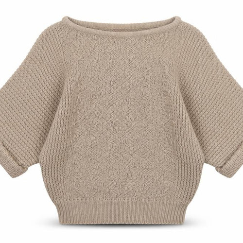 Etam Women Beige Chunky Knit Boat Neck Short Sleeve Pullover Jumper One Size