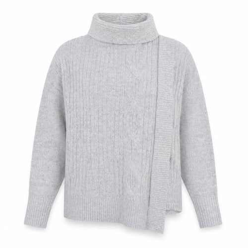 Wallis Women’s Grey Roll Neck Cable-Knit Pullover Jumper Size M