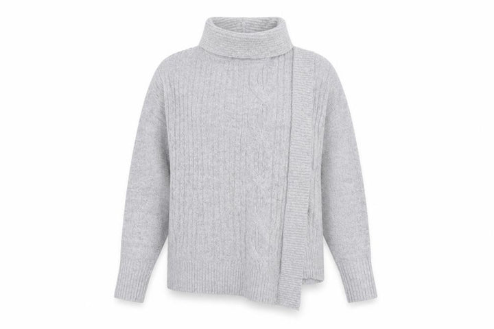 Wallis Women’s Grey Roll Neck Cable-Knit Pullover Jumper Size M