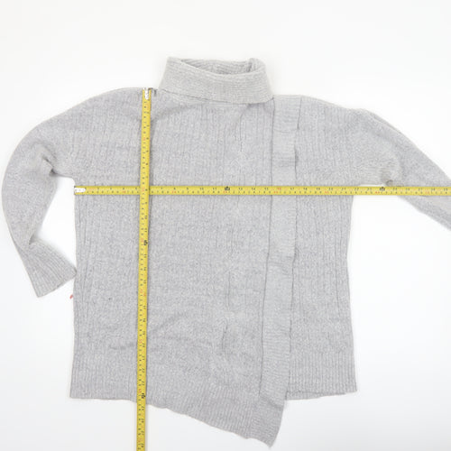 Wallis Women’s Grey Roll Neck Cable-Knit Pullover Jumper Size M