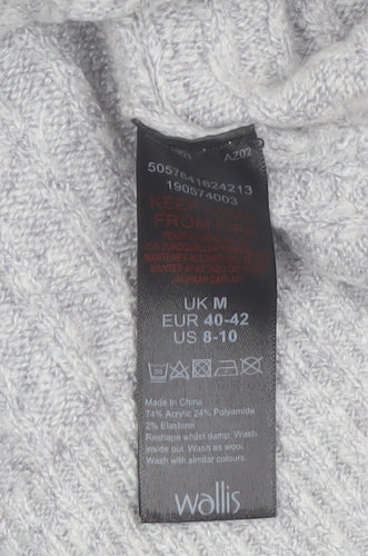 Wallis Women’s Grey Roll Neck Cable-Knit Pullover Jumper Size M