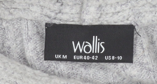 Wallis Women’s Grey Roll Neck Cable-Knit Pullover Jumper Size M