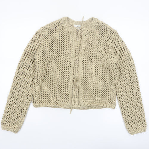 Marks and Spencer Women's Beige Open-Knit Cardigan Size L