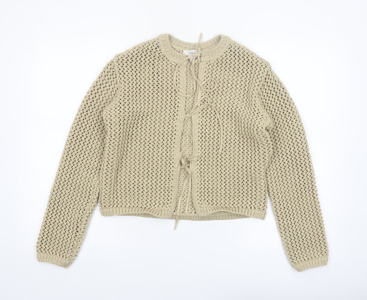 Marks and Spencer Women's Beige Open-Knit Cardigan Size L