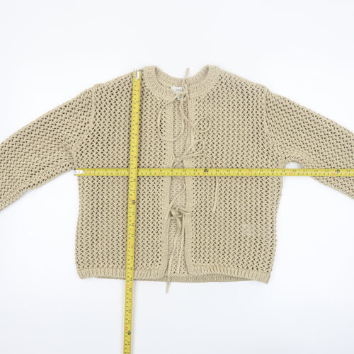 Marks and Spencer Women's Beige Open-Knit Cardigan Size L