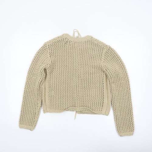 Marks and Spencer Women's Beige Open-Knit Cardigan Size L