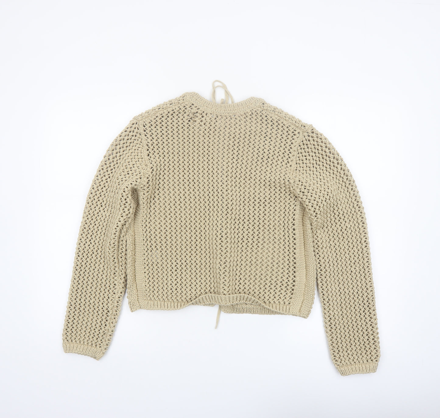 Marks and Spencer Women's Beige Open-Knit Cardigan Size L