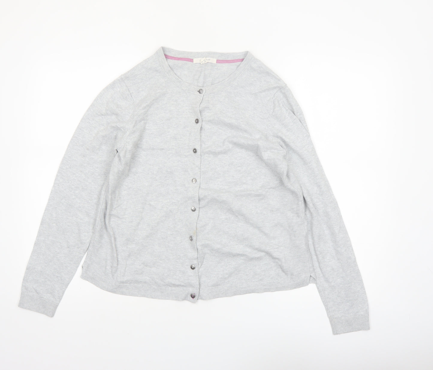 White Stuff Women's Grey Cotton Blend Crew Neck Cardigan Size 12