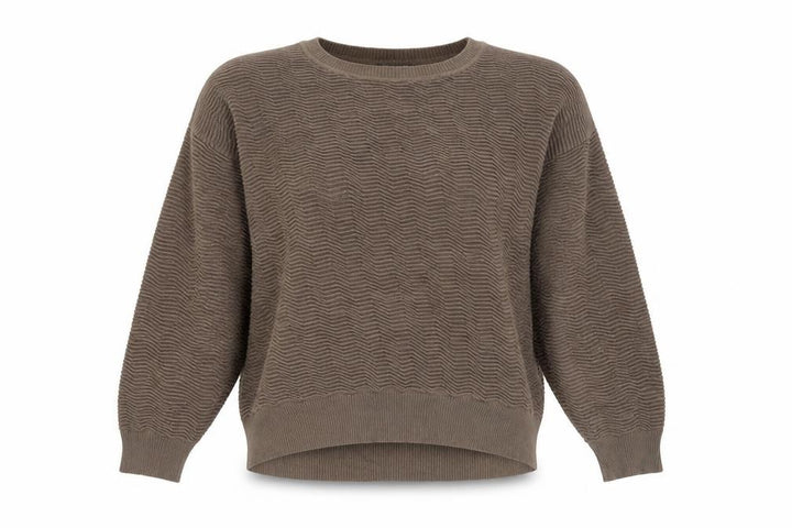 French Connection Women Brown Cotton Knit Jumper Size L Crew Neck