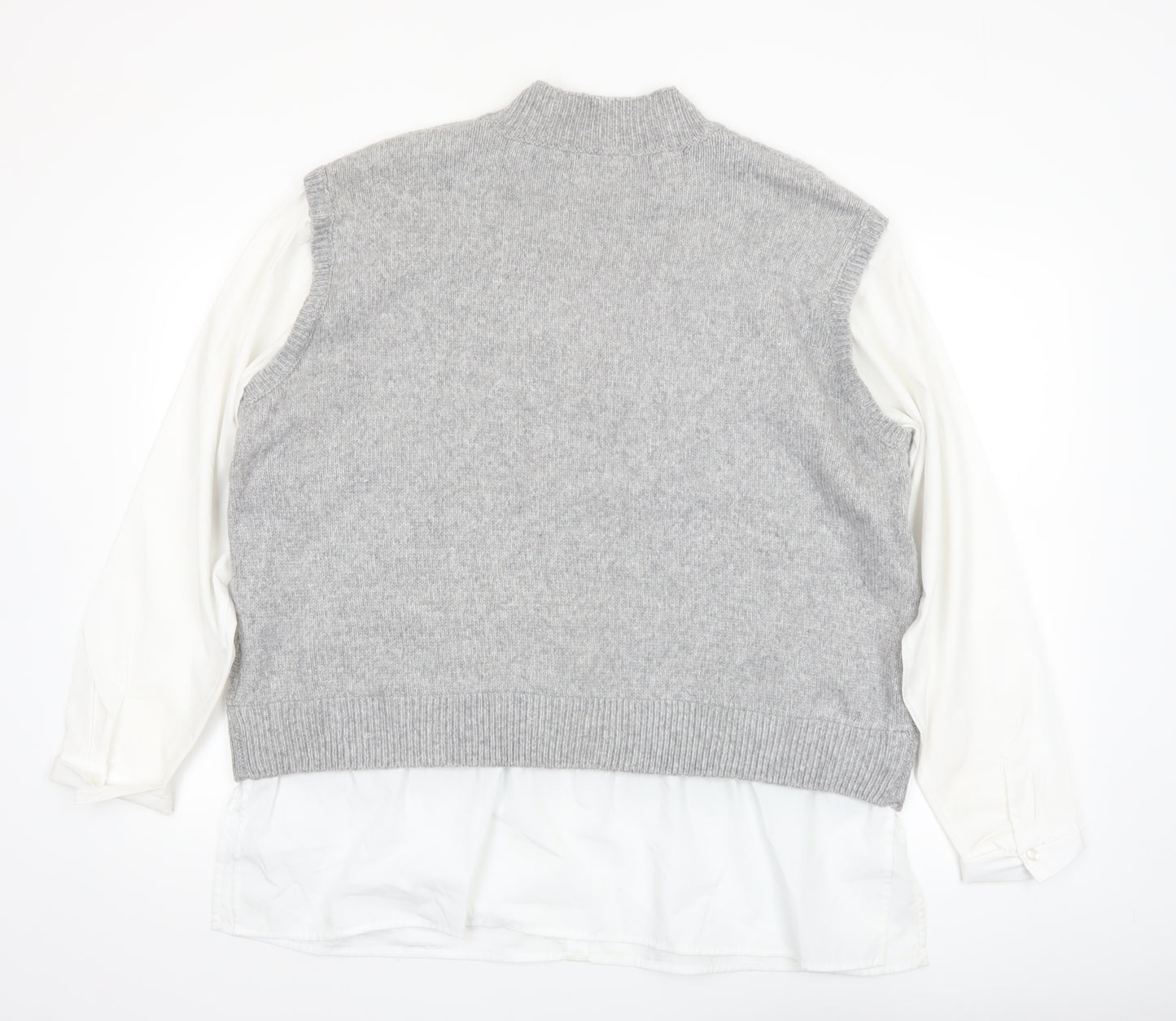Papaya Women’s Grey Cable-Knit Sleeveless Mock Neck Jumper Vest Size 18