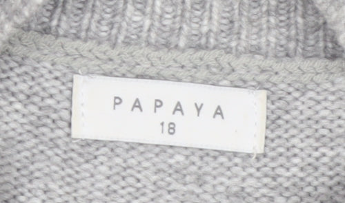 Papaya Women’s Grey Cable-Knit Sleeveless Mock Neck Jumper Vest Size 18