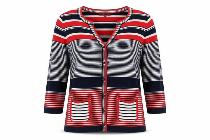 Monsoon Women's Multicoloured Striped Cotton V-Neck Cardigan Size 10