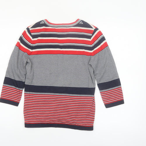 Monsoon Women's Multicoloured Striped Cotton V-Neck Cardigan Size 10