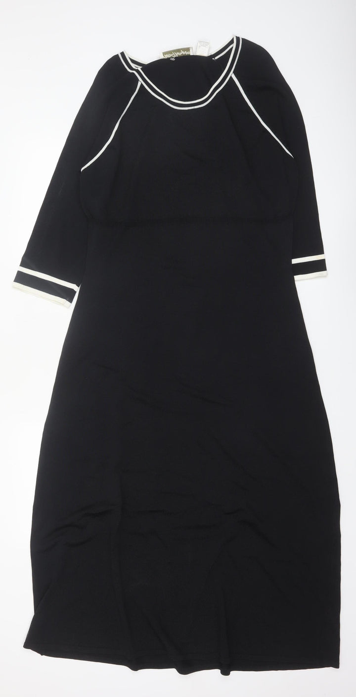 Norm Thompson Women Black M Knit Sheath Dress 3/4 Sleeve