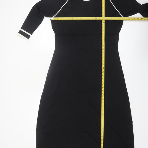 Norm Thompson Women Black M Knit Sheath Dress 3/4 Sleeve