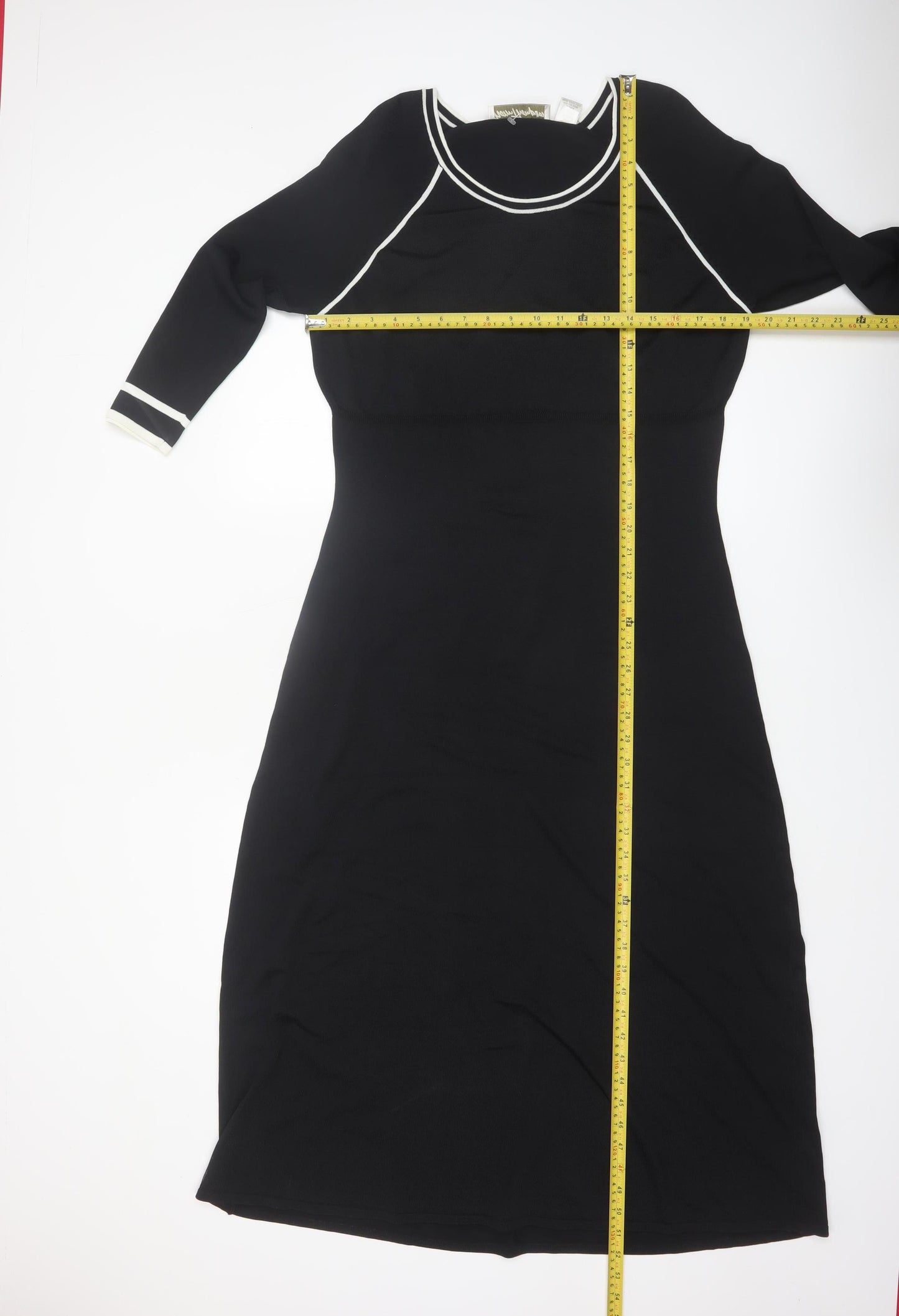 Norm Thompson Women Black M Knit Sheath Dress 3/4 Sleeve