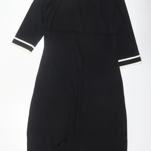 Norm Thompson Women Black M Knit Sheath Dress 3/4 Sleeve