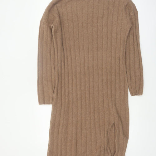 Abercrombie & Fitch Women Brown Roll Neck Knit Sweater Dress M