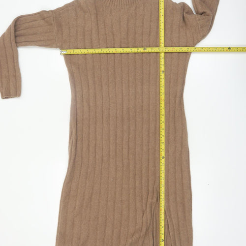 Abercrombie & Fitch Women Brown Roll Neck Knit Sweater Dress M
